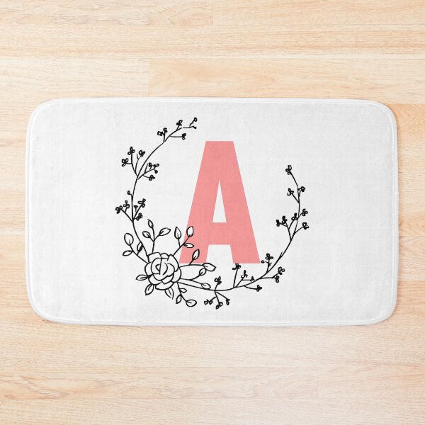 Item preview, A Letter Monogram Pink with Floral Wreath designed and sold by synthesizer.