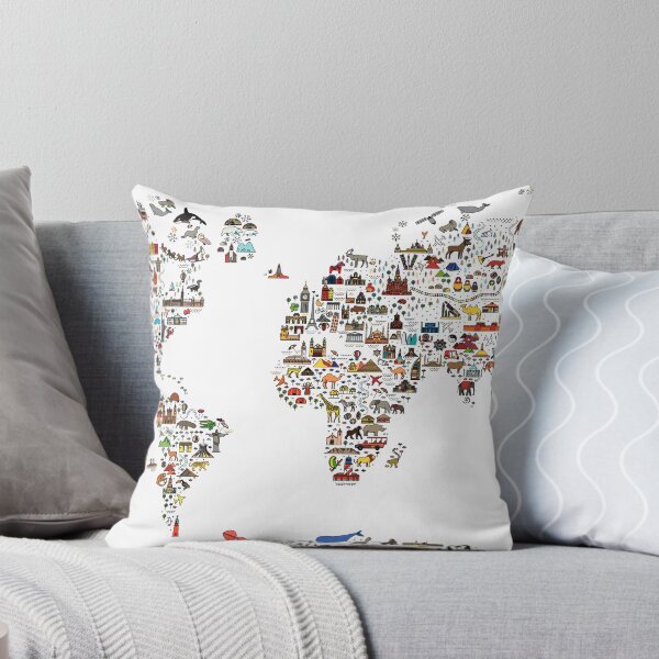 Item preview, World Travel Line Icons Map. Travel Poster with animals and sightseeing attractions. designed and sold by Moloko88.