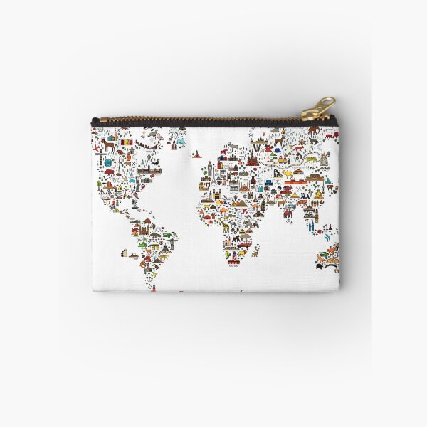 Item preview, World Travel Line Icons Map. Travel Poster with animals and sightseeing attractions. designed and sold by Moloko88.