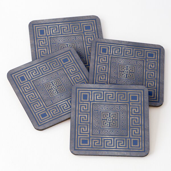 Item preview, Ornamento de la llave griega - Meandro griego - oro sobre azul designed and sold by k9printart.