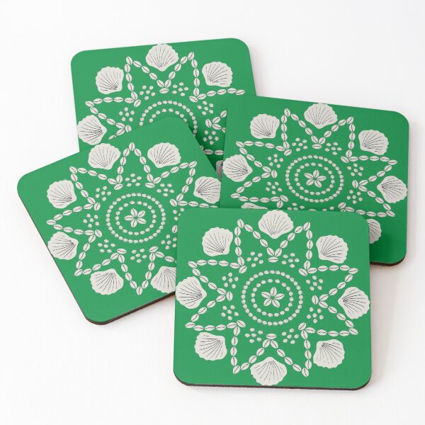 Item preview, Beach Shell Mandala with kelly green background designed and sold by The-Goods.
