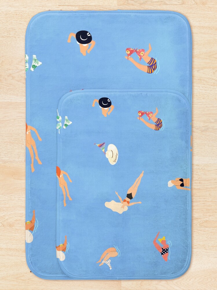 Alternate view of Summer Weekend #painting #illustration Bath Mat