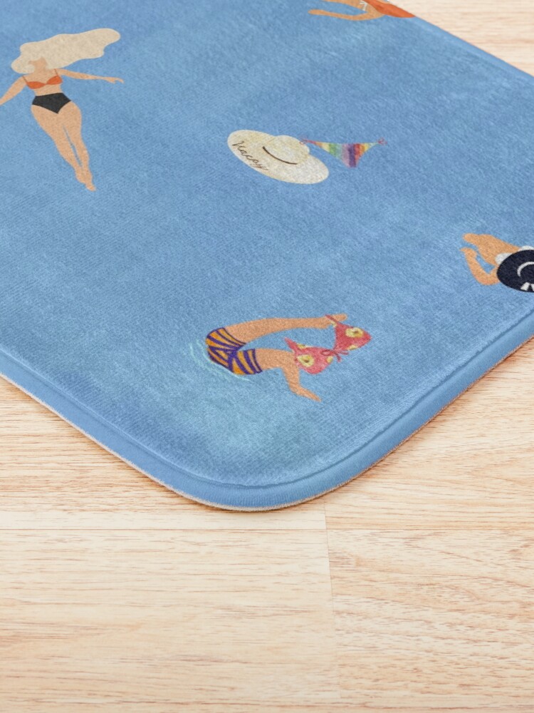 Alternate view of Summer Weekend #painting #illustration Bath Mat