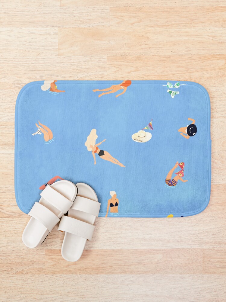 Alternate view of Summer Weekend #painting #illustration Bath Mat