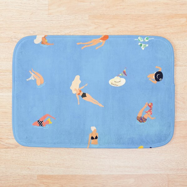 Summer Weekend #painting #illustration Bath Mat