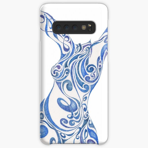 Luna, en bleu et volutes Coque rigide Samsung Galaxy