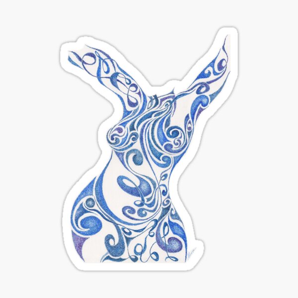 Luna, en bleu et volutes Sticker