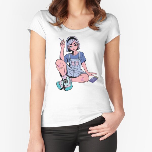 pastel pocky anime girl sitting Fitted Scoop T-Shirt