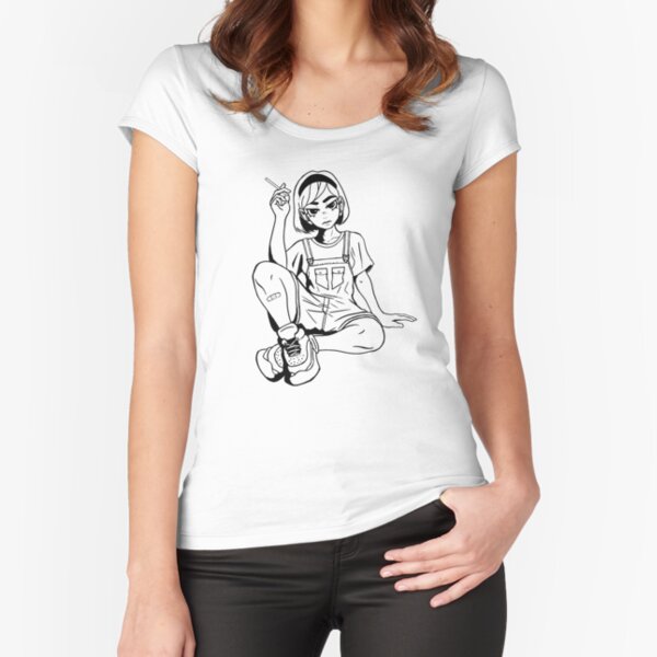 pocky anime girl sitting Fitted Scoop T-Shirt
