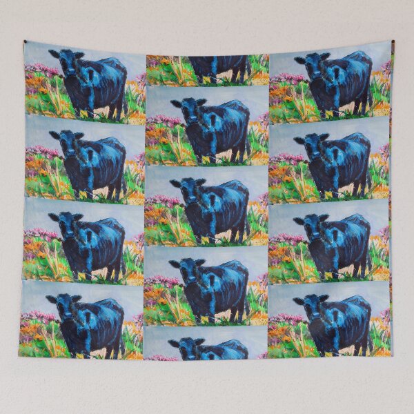 Item preview, Black Angus Steer - Cow on Dartmoor Painting designed and sold by MikeJory.