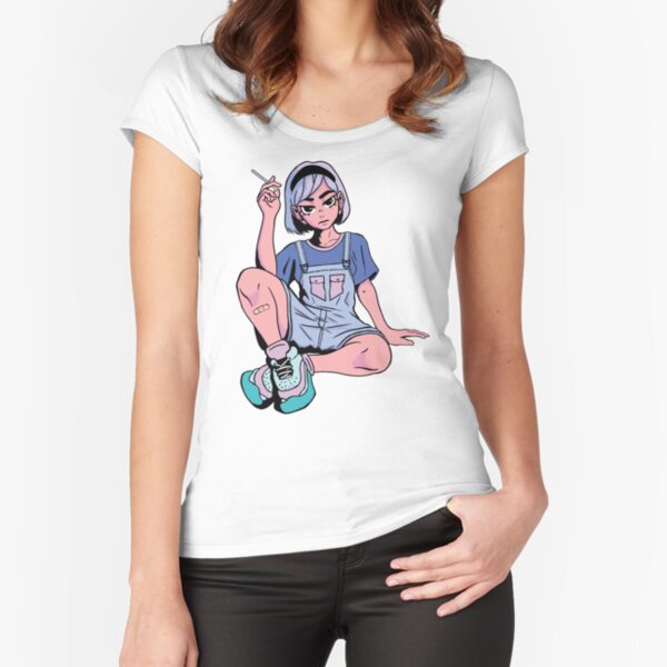 pastel pocky anime girl sitting Fitted Scoop T-Shirt