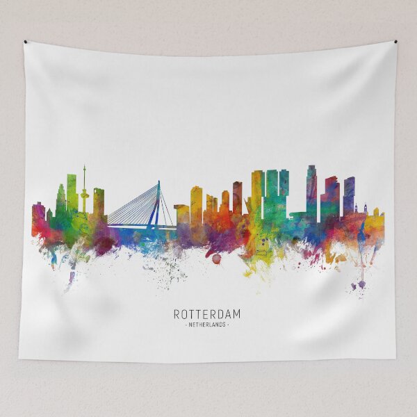 Item preview, Rotterdam The Netherlands Skyline designed and sold by ArtPrints.