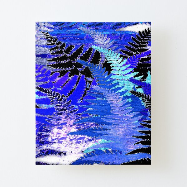 Ferns, Moonlight Blue Canvas Mounted Print