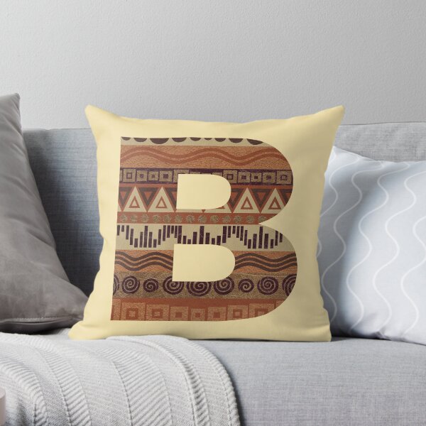 Letter B Leather Look Pattern Tribal Ethnic Monogram Initial Throw Pillow