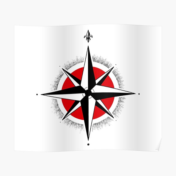 Old School Tattoo Compass Póster