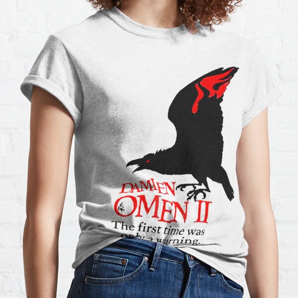 OMEN. Crow, Warning, Movie Poster, Horror, Film. Classic T-Shirt