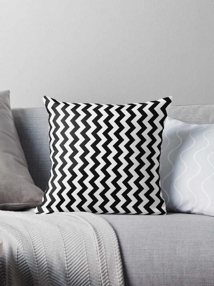 Black White Zigzag Stripe Pillow Cushion Cover Throw Pillow By
