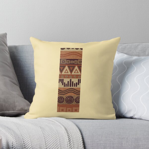 Letter I Leather Look Pattern Tribal Ethnic Monogram Initial Throw Pillow