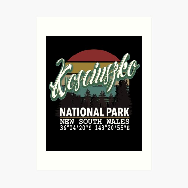 Classis Vintage Kosciuszko National Park with GPS Location New South Wales Australia Art Print