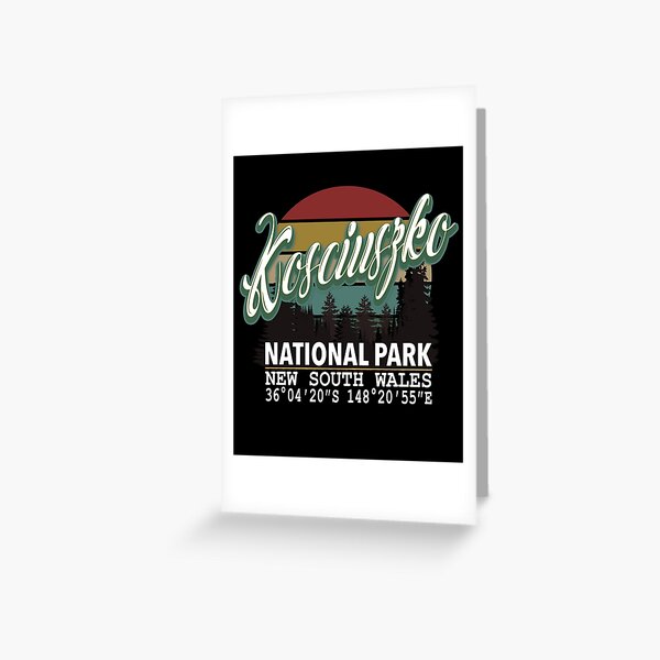 Classis Vintage Kosciuszko National Park with GPS Location New South Wales Australia Greeting Card