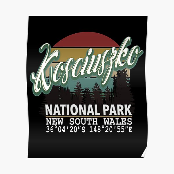 Classis Vintage Kosciuszko National Park with GPS Location New South Wales Australia Poster