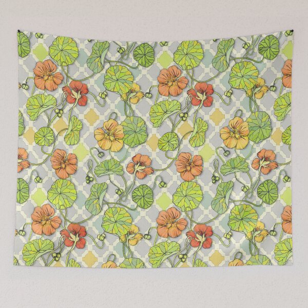 Item preview, Climbing Nasturtiums in Lemon, Lime and Tangerine designed and sold by micklyn.