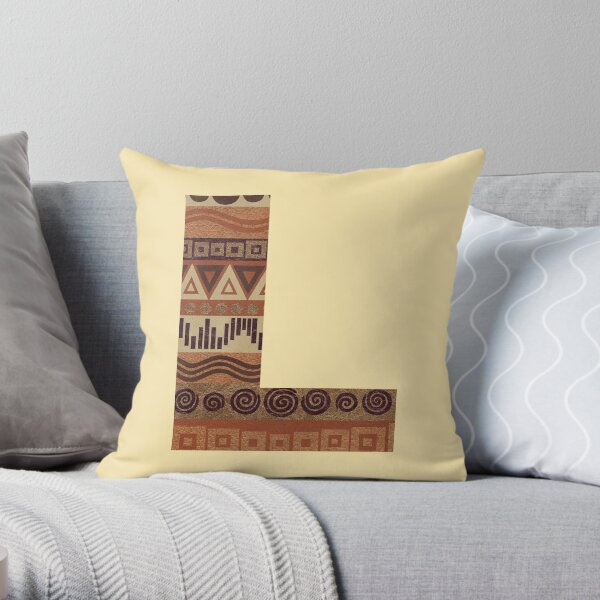 Letter L Leather Look Pattern Tribal Ethnic Monogram Initial Throw Pillow