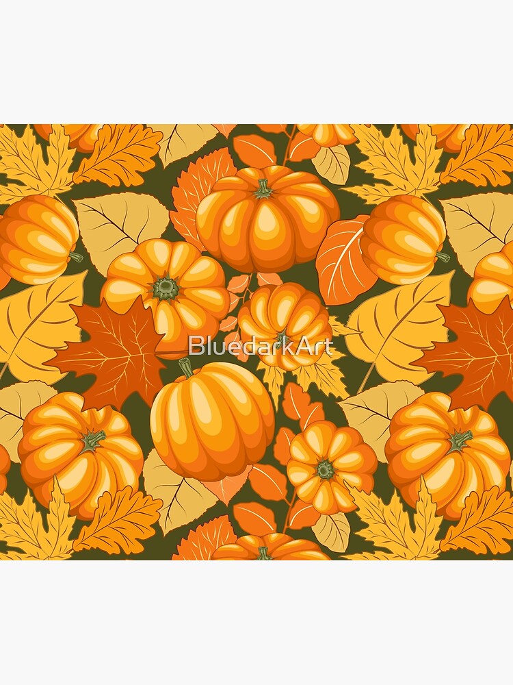 Thumbnail 6 of 6, Throw Blanket, Pumpkins and Autumn Leaves Party designed and sold by BluedarkArt.
