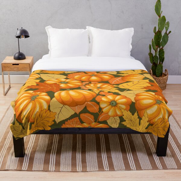 Pumpkins and Autumn Leaves Party Throw Blanket