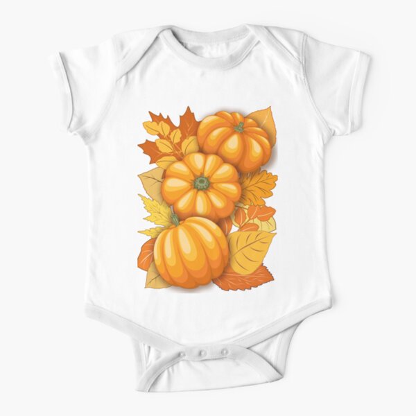 Pumpkins and Autumn Leaves Party Short Sleeve Baby One-Piece