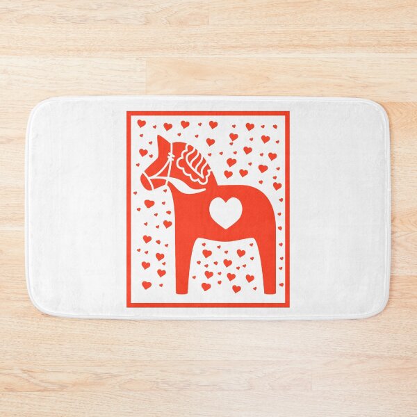 Item preview, Swedish Dala Horse Red Hearts Stencil Look designed and sold by funnytshirtemp.