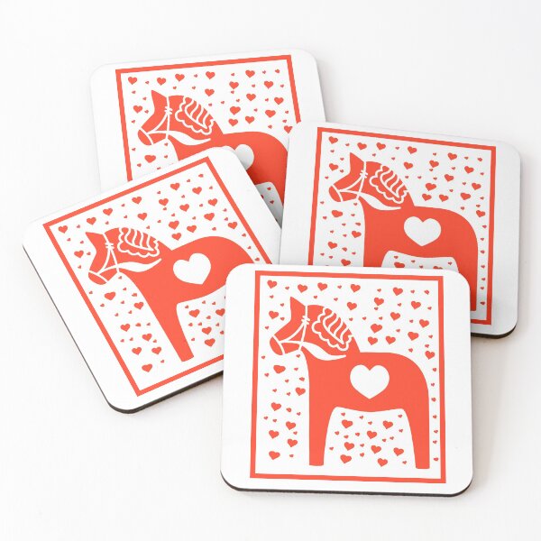 Item preview, Swedish Dala Horse Red Hearts Stencil Look designed and sold by funnytshirtemp.