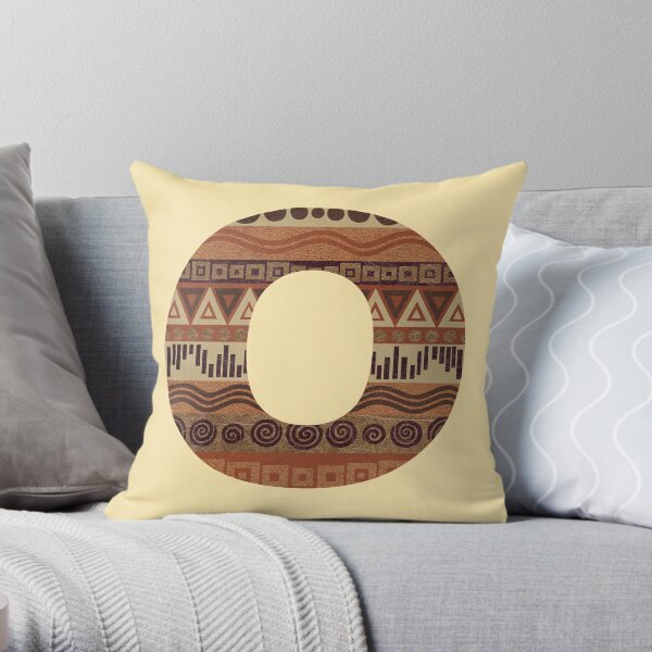Letter O Leather Look Pattern Tribal Ethnic Monogram Initial Throw Pillow