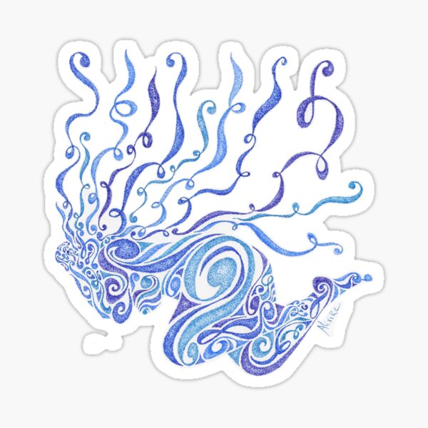 Grazziela, une femme en bleue et volutes Sticker