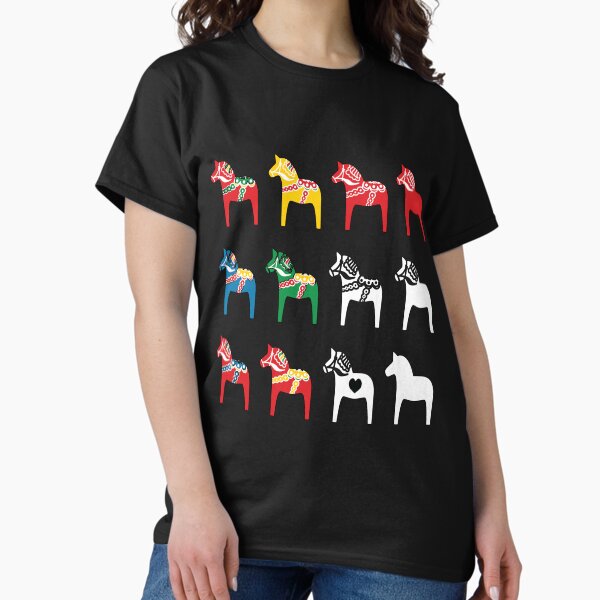 Item preview, Dala Horses Dalarna Sweden Horse Dalecarlian Swedish Colorful designed and sold by funnytshirtemp.