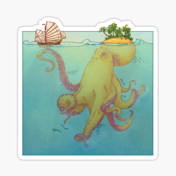 Sea Monster Stickers Redbubble - survive the evil octopus roblox cursed islands invidious