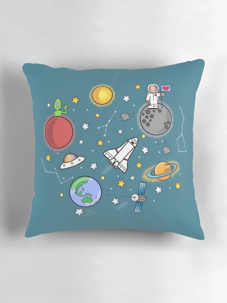 Aperçu 3 sur 4. Coussin avec l'œuvre Course spaciale créée et vendue par SCL18.