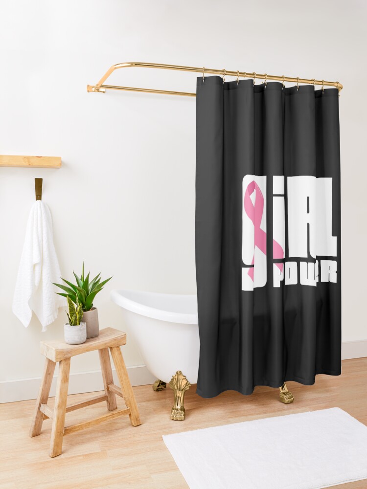 "Girl Power Breast Cancer Awareness" Shower Curtain for Sale by