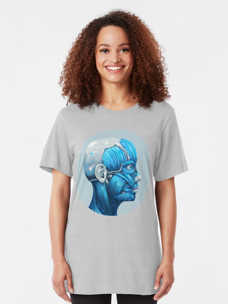 Alternate view of Android Facial Muscles Icon | Digital Illustration Slim Fit T-Shirt