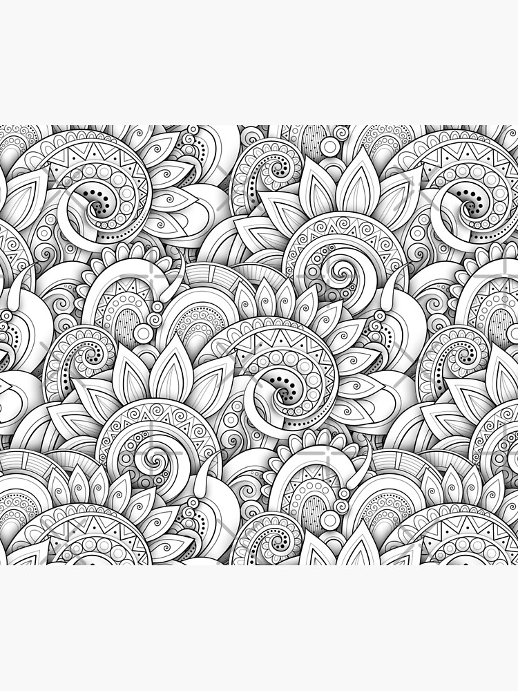 Monochrome Seamless Pattern with Floral Motifs by lissantee