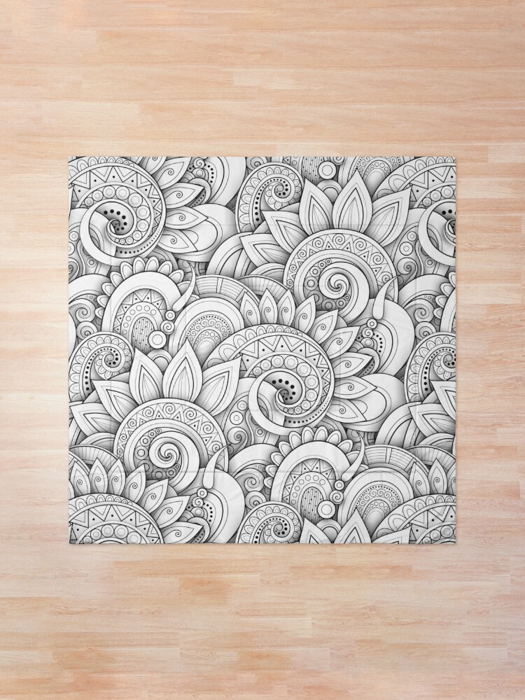 Alternate view of Monochrome Seamless Pattern with Floral Motifs Comforter