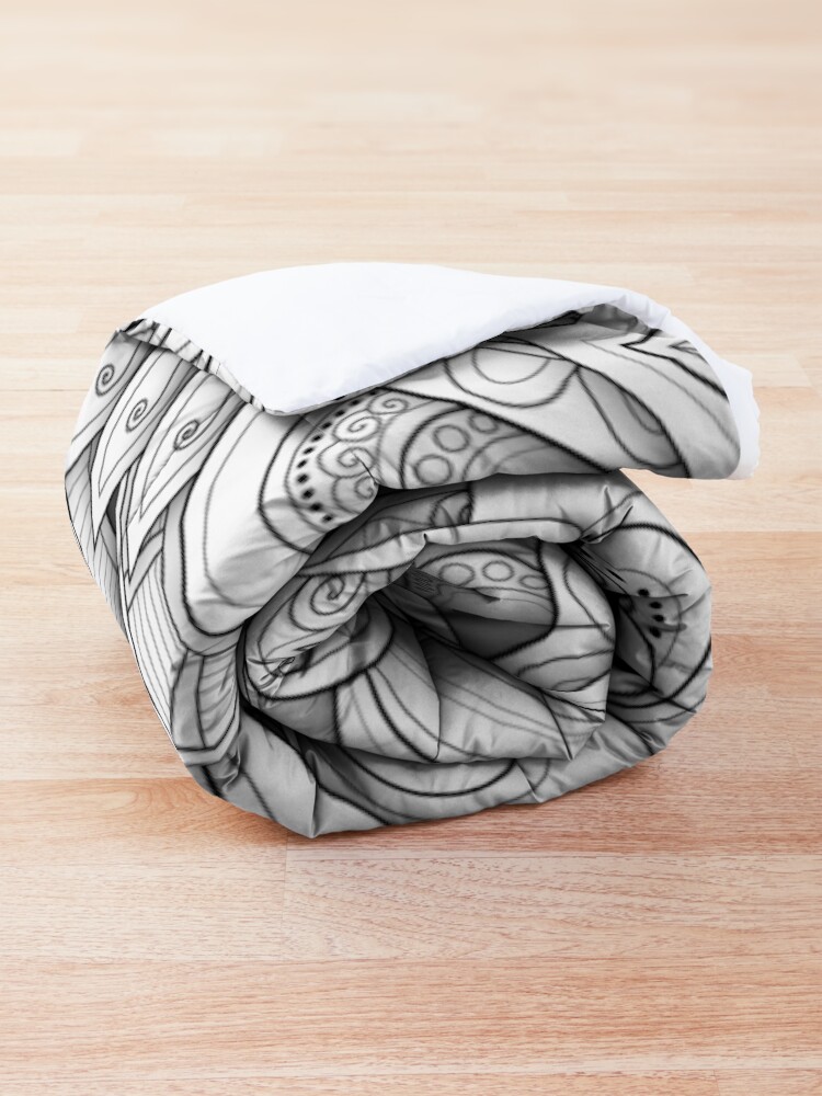 Alternate view of Monochrome Seamless Pattern with Floral Motifs Comforter
