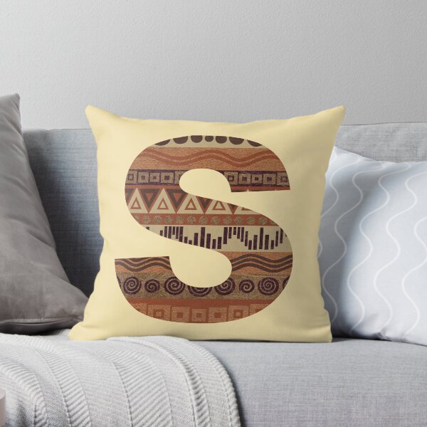 Letter S Leather Look Pattern Tribal Ethnic Monogram Initial Throw Pillow