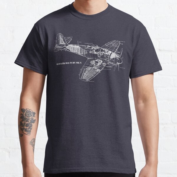 Hawker Sea Fury Airplane - Cutaway Drawing Classic T-Shirt