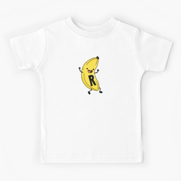 Alphabet Letter R Cute Groovy Banana Kids T-Shirt
