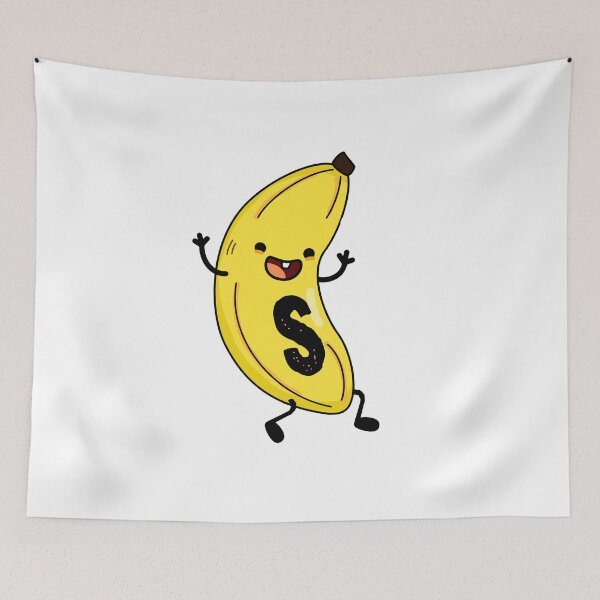 Item preview, Alphabet Letter S Cute Groovy Banana designed and sold by kidsmonogram.