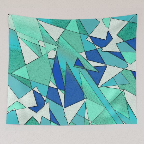 Item preview, Blue tone triangles in carved style designed and sold by ShapesColors.