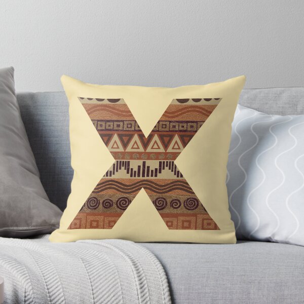 Letter X Leather Look Pattern Tribal Ethnic Monogram Initial Throw Pillow