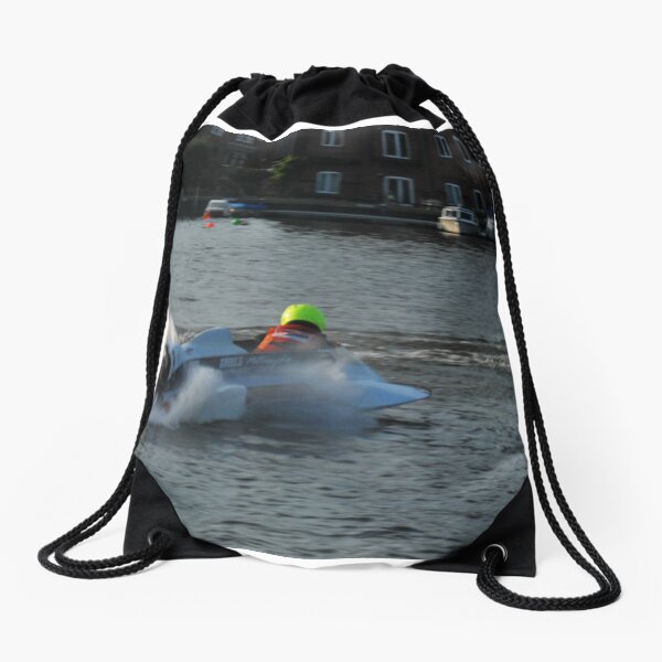 Powerboat Racing at Oulton Broad - Hydroplanes - Wayne Turner Drawstring Bag