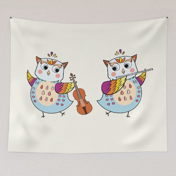 Item preview, Cute Owls Playing Flute and Violin Orchestra designed and sold by Kate Hyunsu Cho.